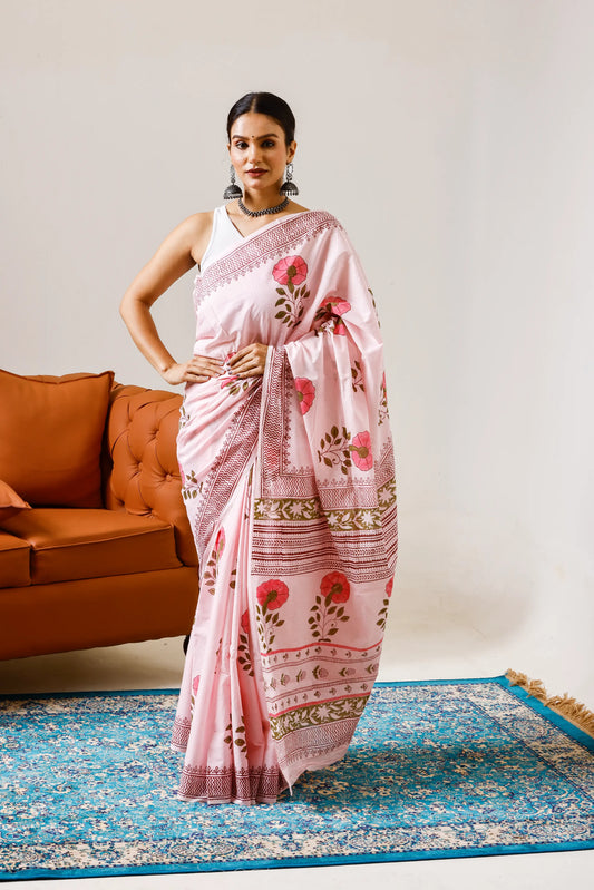 Pure Mulmul Cotton Saree | Gulaabo