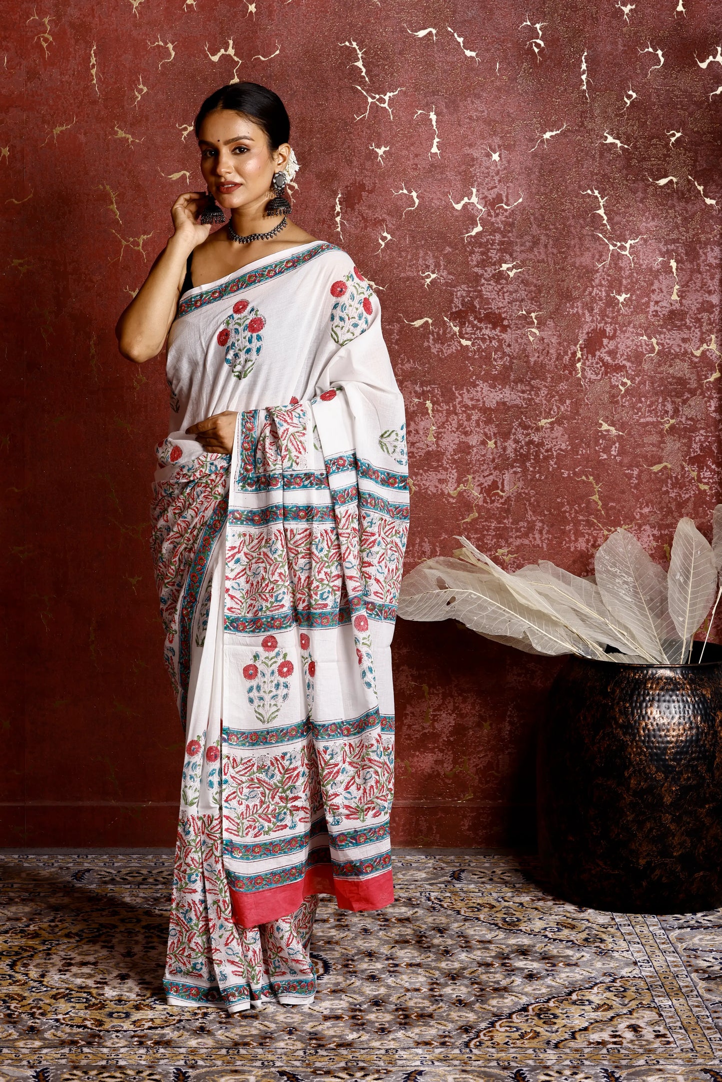 Pure Mulmul Cotton Saree | Kora Phool