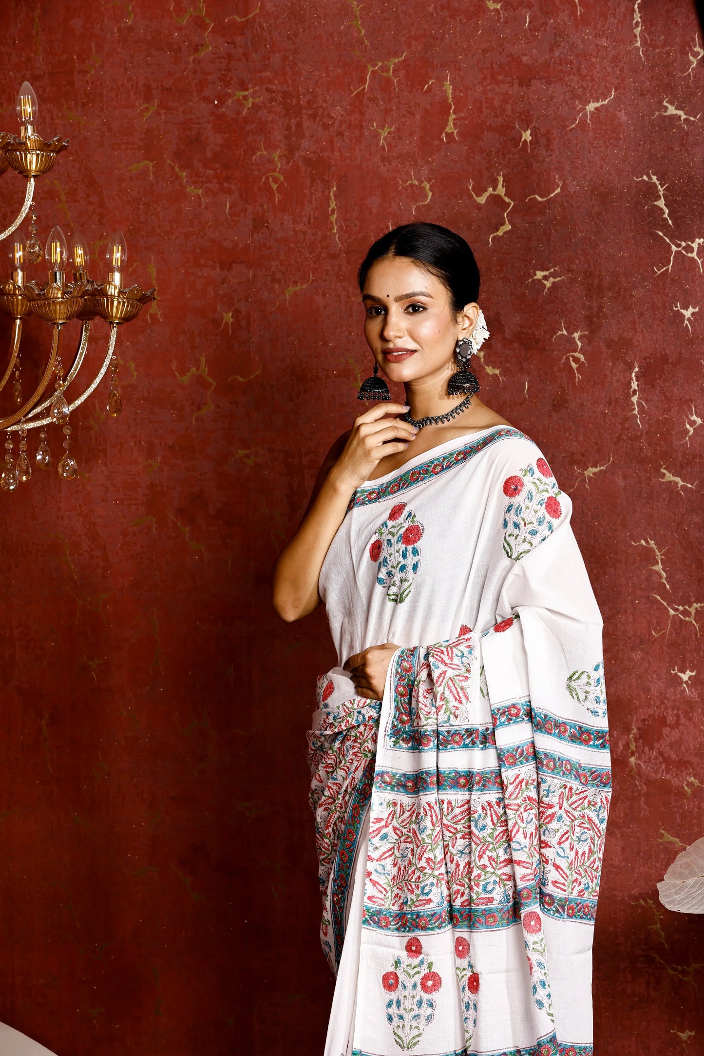 Pure Mulmul Cotton Saree | Kora Phool