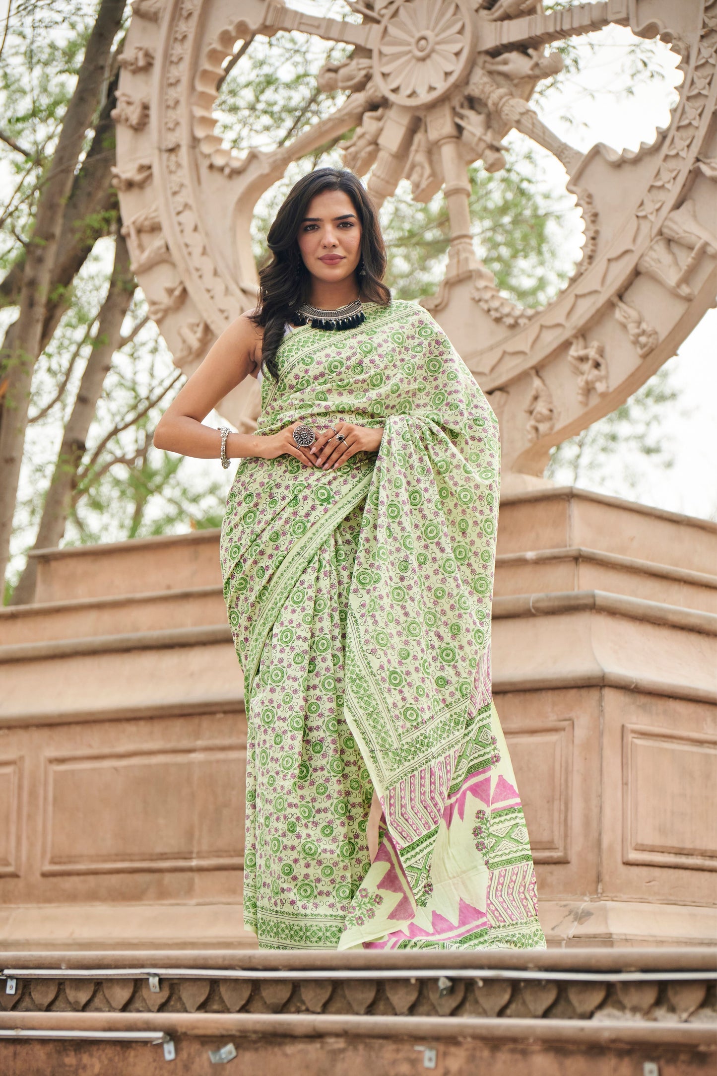 Artful Elegance| Mulmul Cotton Saree | Hand Block Print Saree