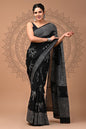 Mulmul Cotton Saree | Black Dragonfly