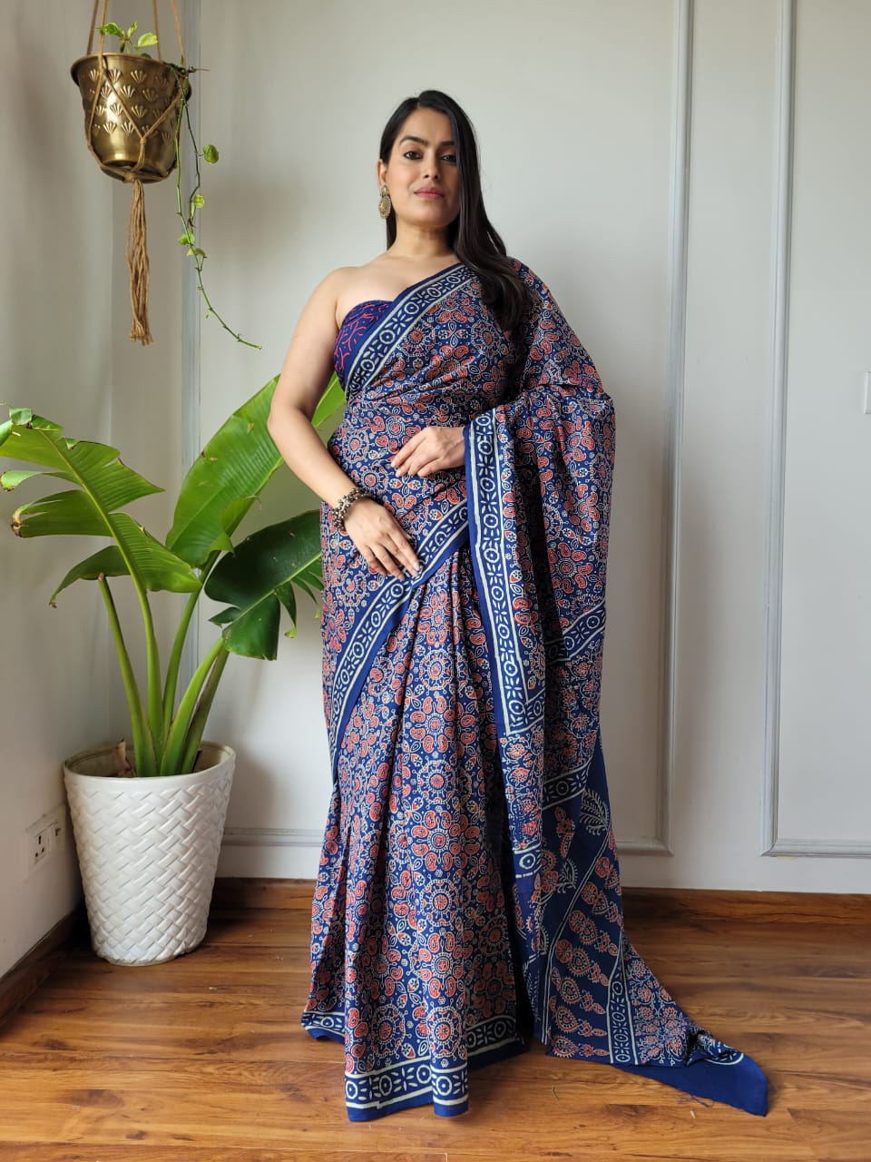 Blue Cotton Saree | Neelkamal Grace | Hand Blocks Print