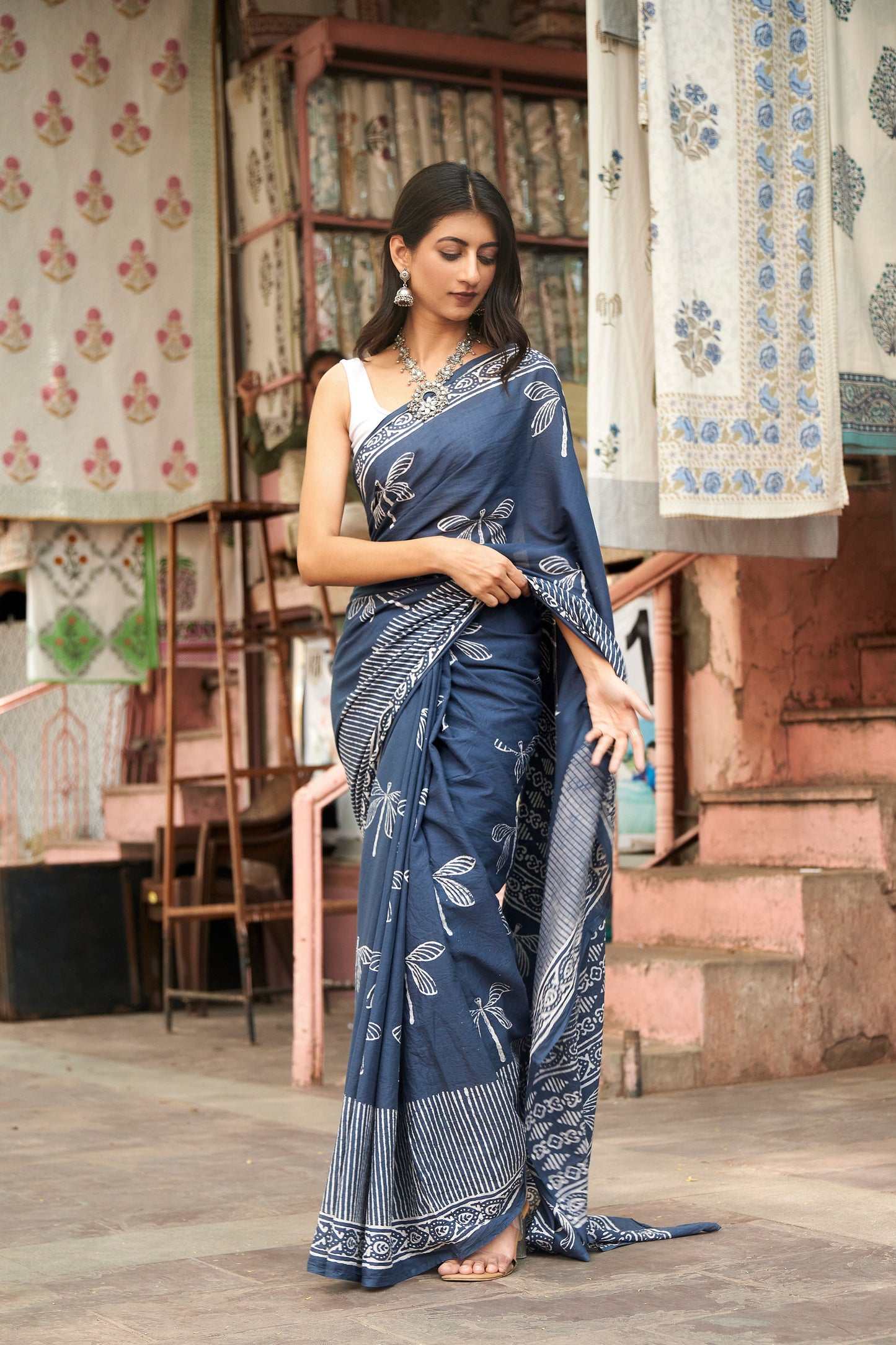 Chic Elegance | Mulmul Cotton Saree | Hand Block Print Saree