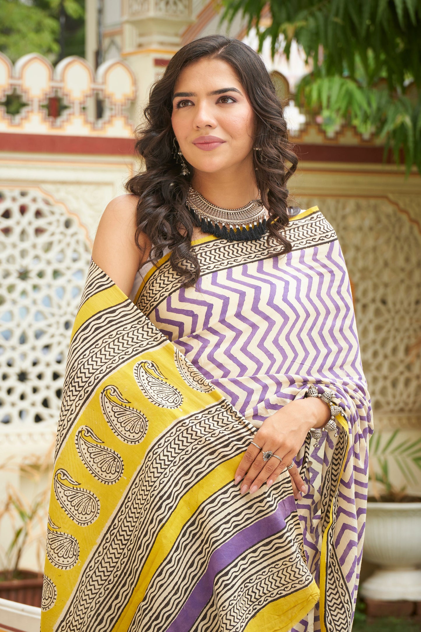 Golden Gaze | Mulmul Cotton Saree | Hand Block Print Saree