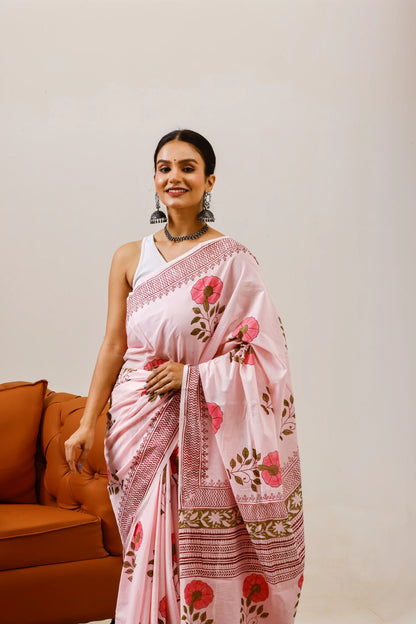 Pure Mulmul Cotton Saree | Gulaabo