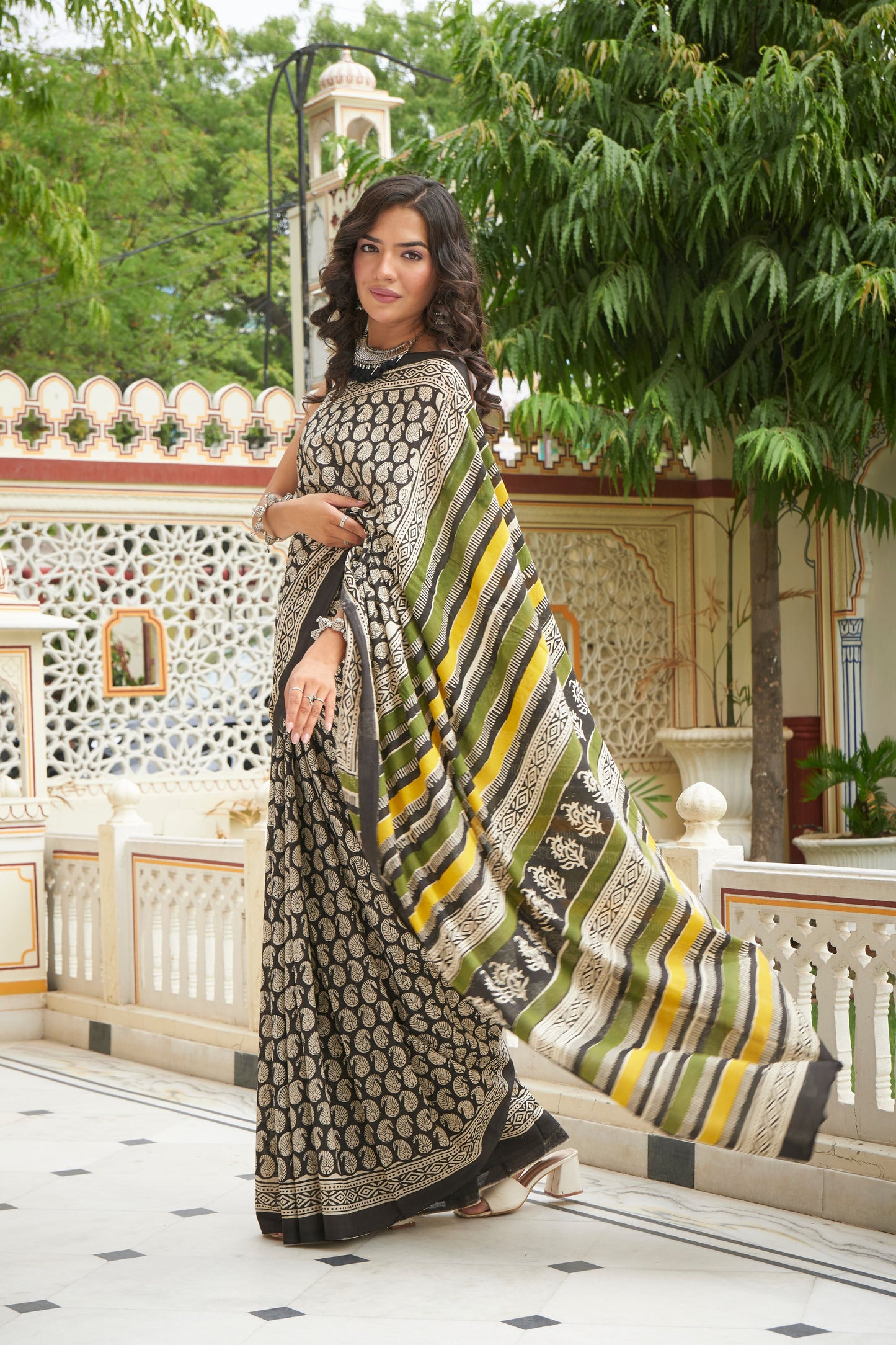 Regal Elegance | Mulmul Cotton Saree | Hand Block Print Saree