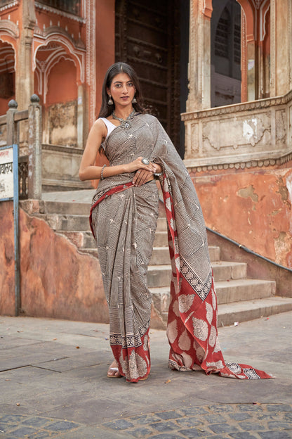 Thar Treasure | Mulmul Cotton Saree | Hand Block Print Saree