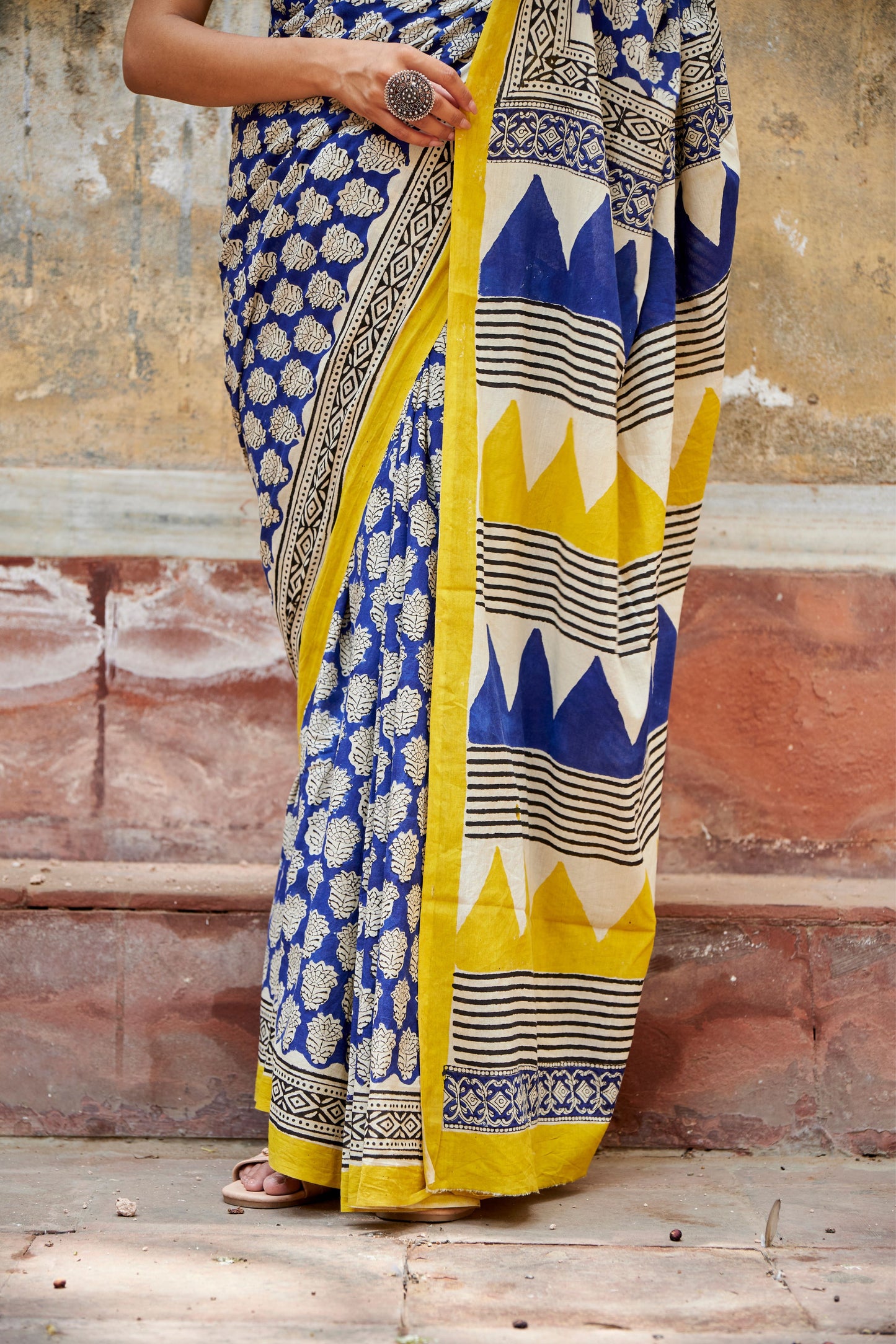 Vibrant Weaves | Mulmul Cotton Saree | Hand Block Print Saree