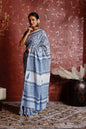 Pure Mulmul Cotton Saree | Neel-Sindoori