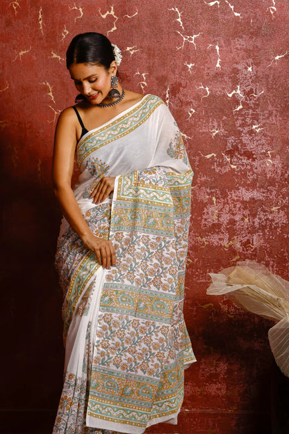 Pure Mulmul Cotton Saree | Basanti Bela