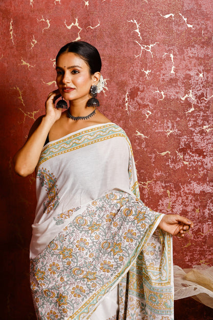 Pure Mulmul Cotton Saree | Basanti Bela